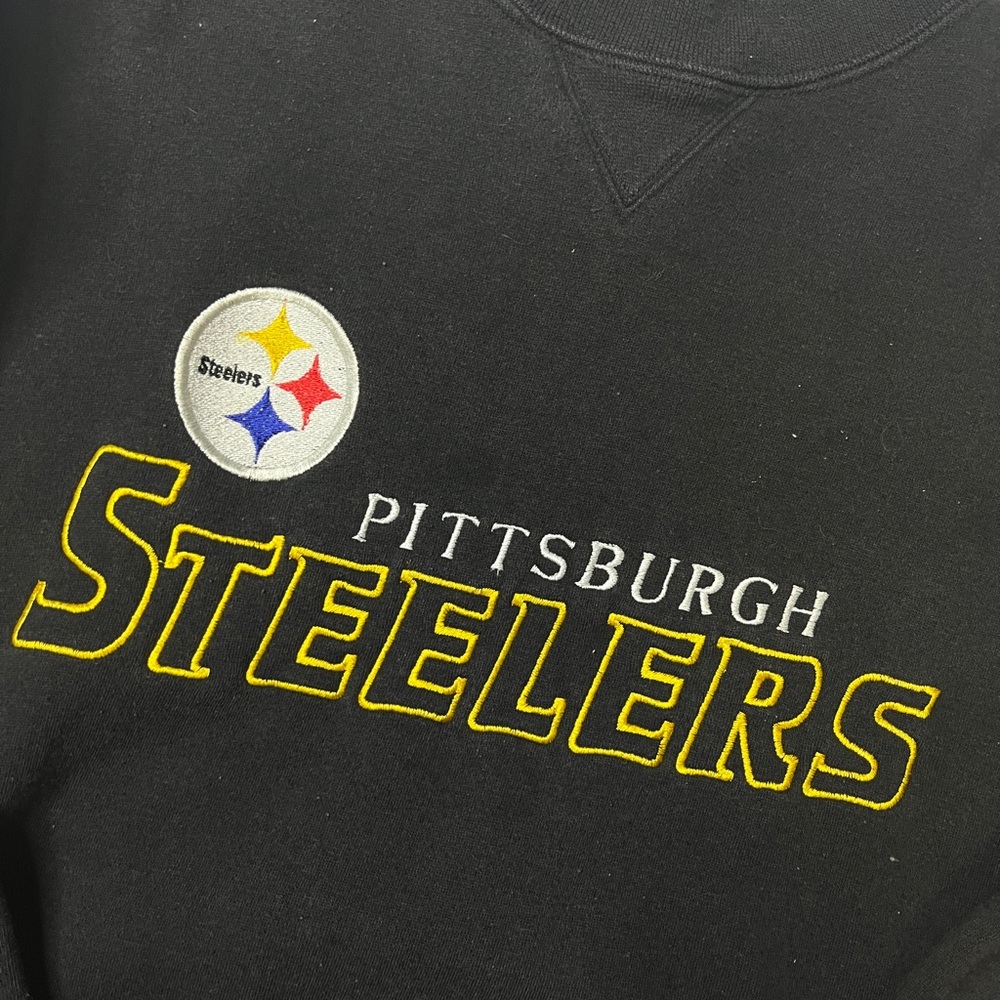 Vintage Black Puma Pittsburgh Steelers Crewneck Sweatshirt Size Large - Picture 4 of 4